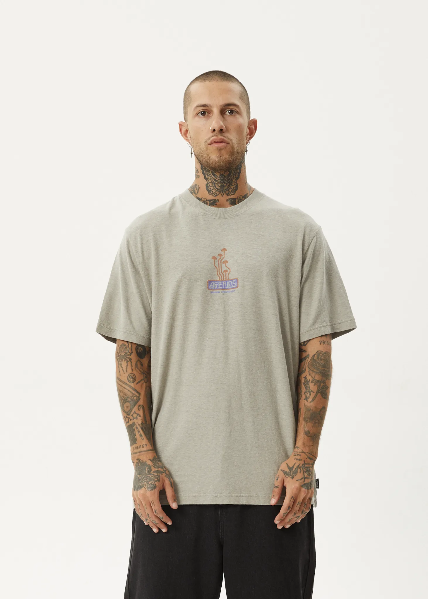 AFENDS Mens Fruiting - Retro Fit Tee - Olive