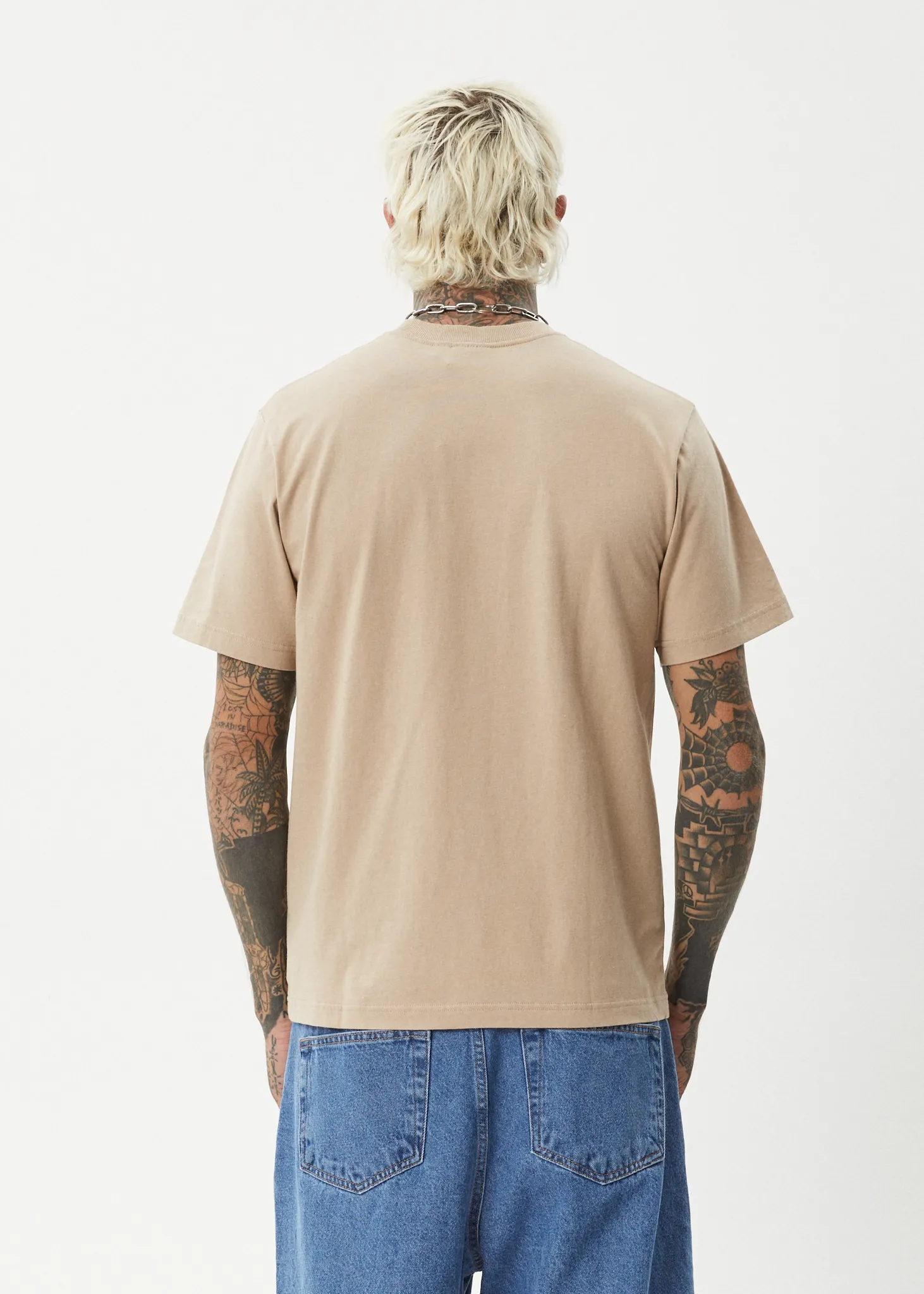 AFENDS Mens Repeat - Retro Fit Tee - Taupe