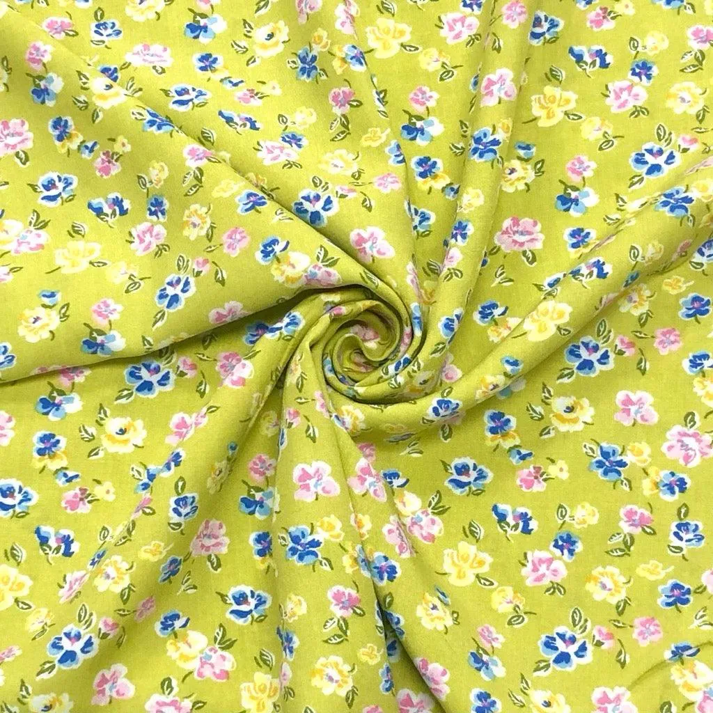 Arty Floral Viscose Poplin Fabric