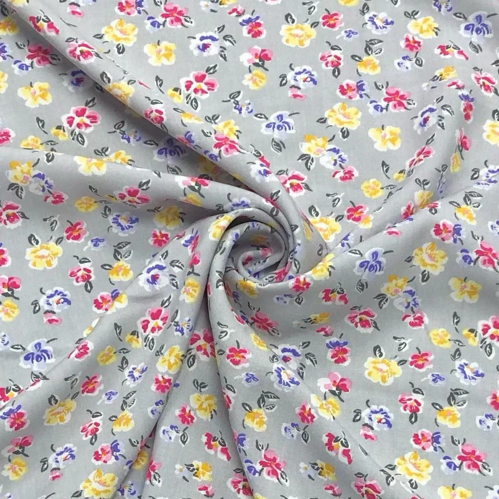 Arty Floral Viscose Poplin Fabric