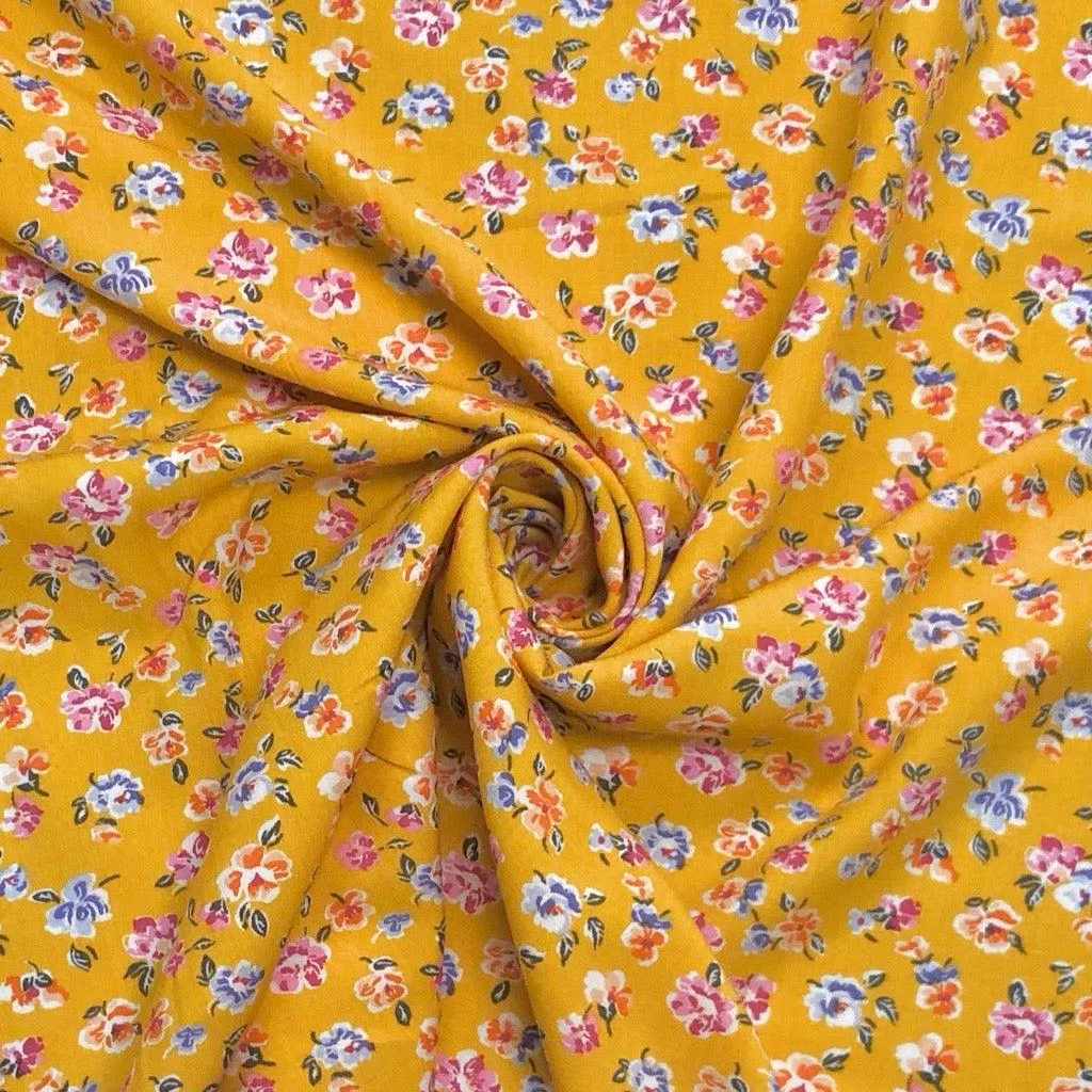 Arty Floral Viscose Poplin Fabric