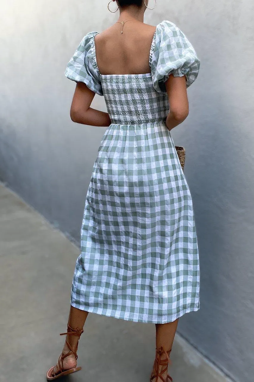 Arvada Dress - Sage Check