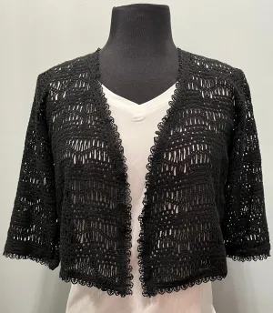 Black Cotton Crochet Shrug