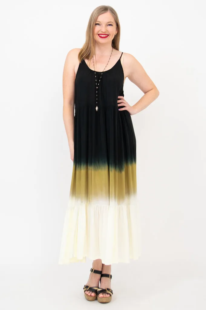 Boha Dress, Black Dip-Dye