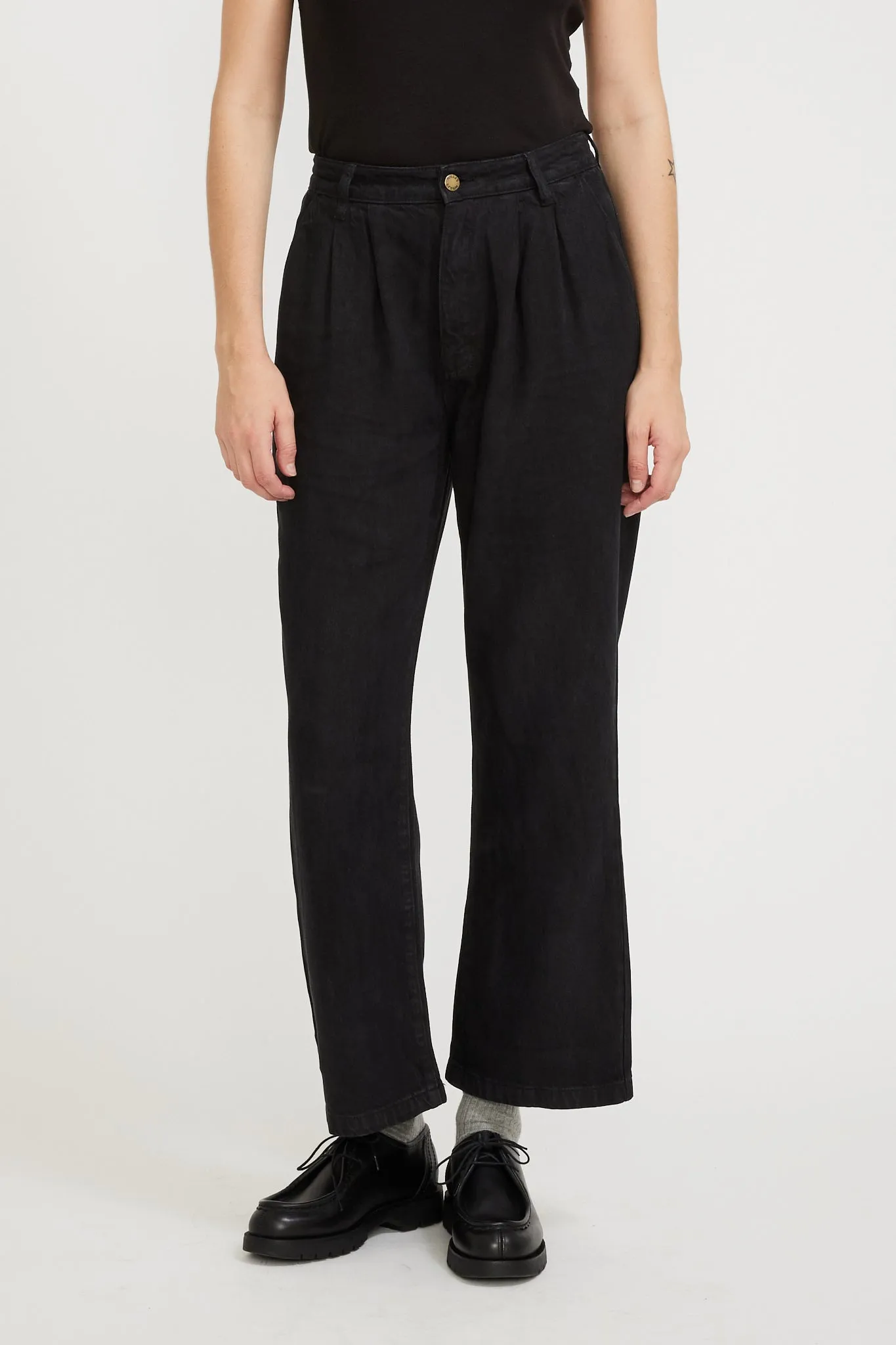 Chloe Pleat Pant Lyocell Jet Black