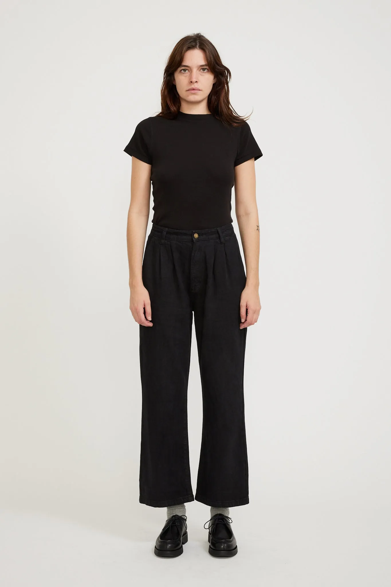 Chloe Pleat Pant Lyocell Jet Black