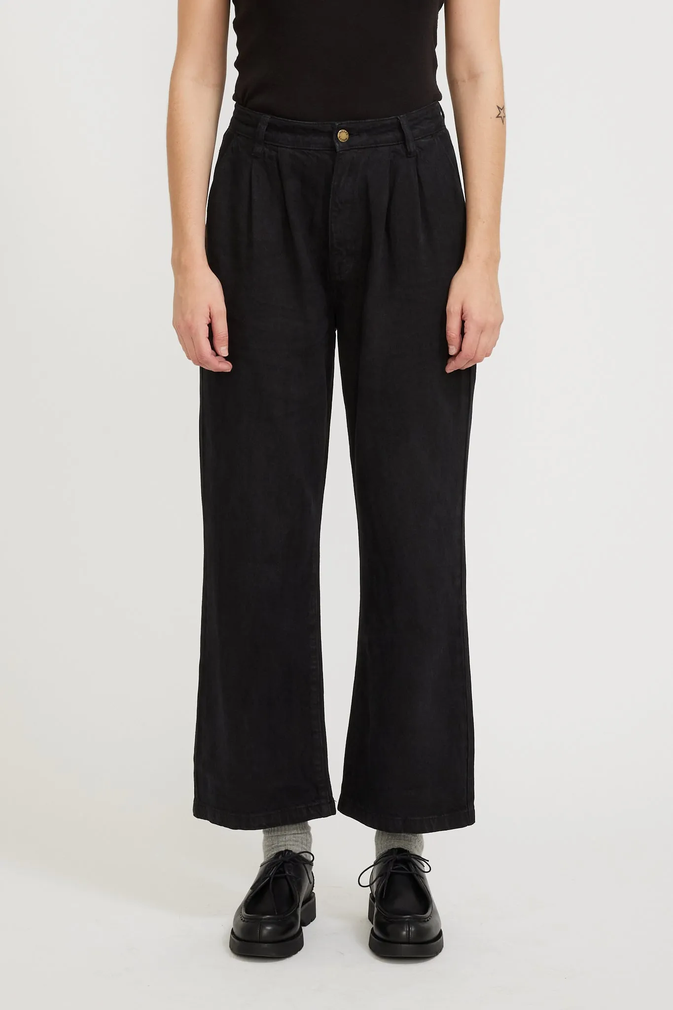 Chloe Pleat Pant Lyocell Jet Black