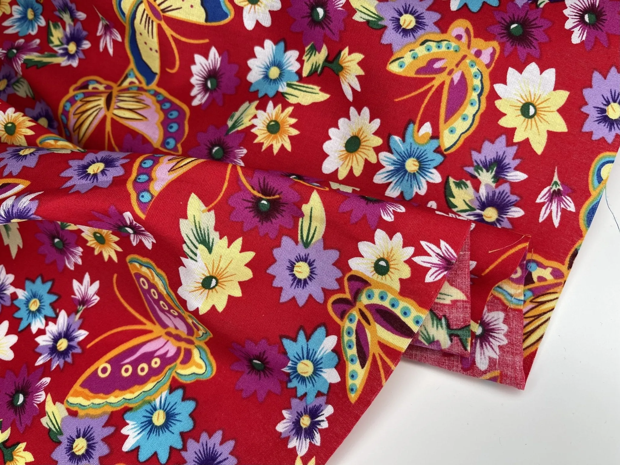 colorful Butterflies in a field 100% Cotton Poplin Digital Print -9479