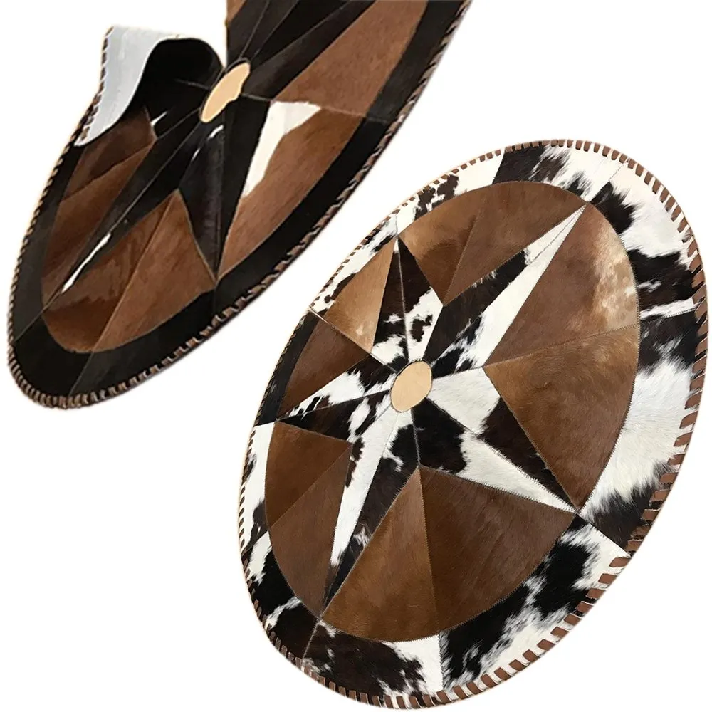 Cowhide Christmas Tree Skirt - Tricolor Exotic Star