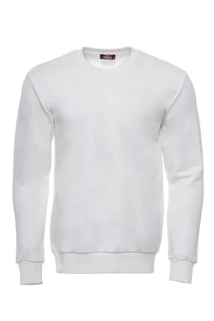 Cream Plain Circle Neck Sweatshirt - Wessi