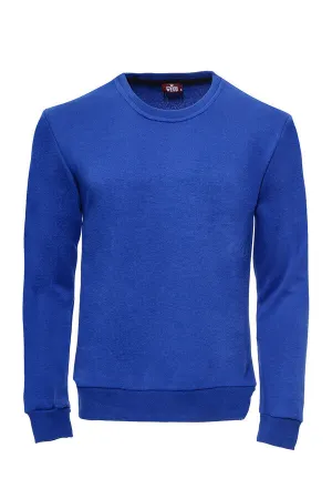 Dark Blue Plain Circle Neck Sweatshirt - Wessi