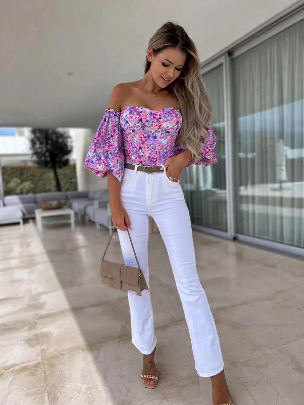 DressBetty - Women Sexy Top Summer Off Shoulder Floral Blouses Holiday Slash Neck Tops