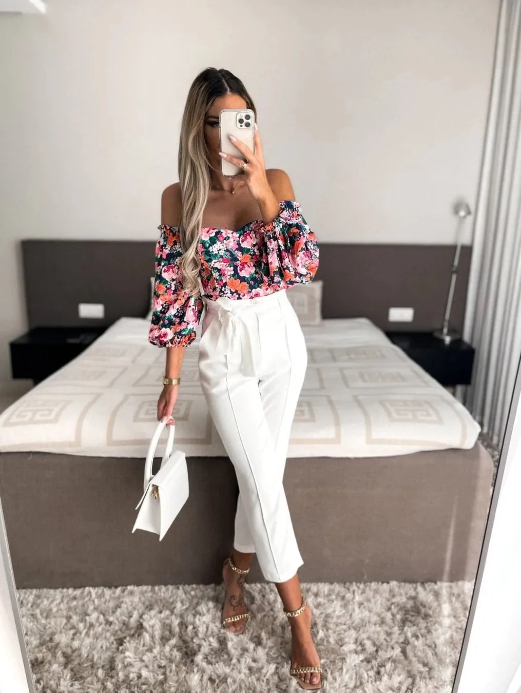 DressBetty - Women Sexy Top Summer Off Shoulder Floral Blouses Holiday Slash Neck Tops