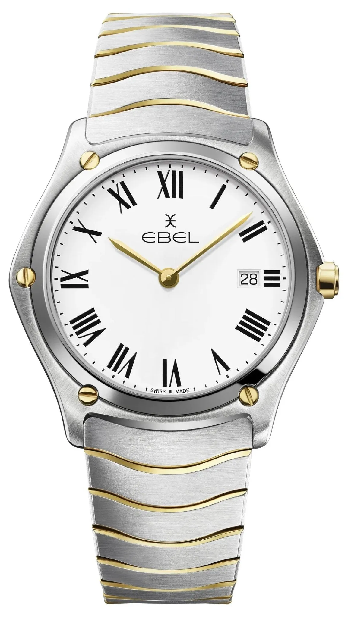 Ebel Sport Classic Mens Quartz Watch - Stainless Steel & Gold, White Dial, Date Display, Model 1216567