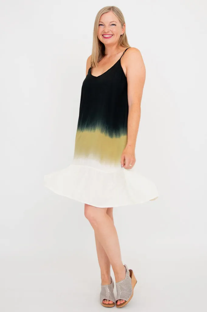 Ettie Dress, Black Dip-Dye