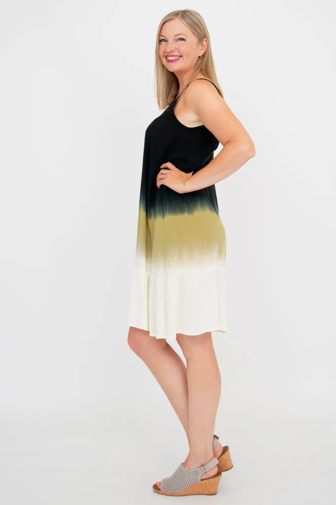 Ettie Dress, Black Dip-Dye