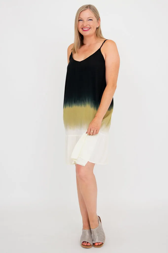 Ettie Dress, Black Dip-Dye