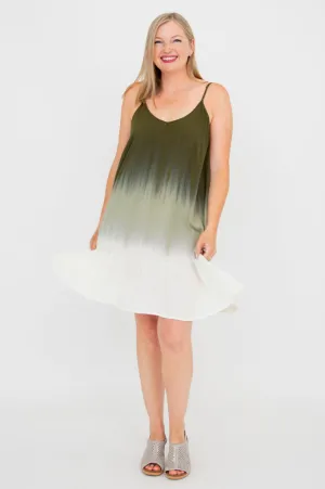 Ettie Dress, Green Dip-Dye