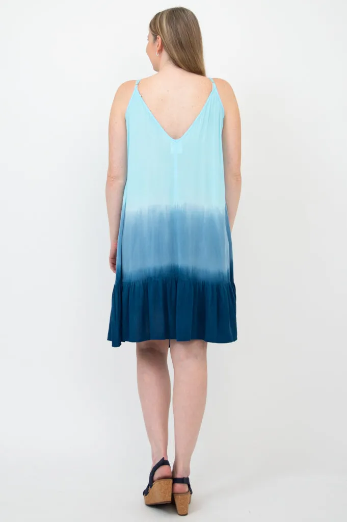 Ettie Dress, Turquoise Dip-Dye