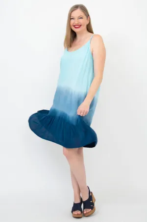 Ettie Dress, Turquoise Dip-Dye