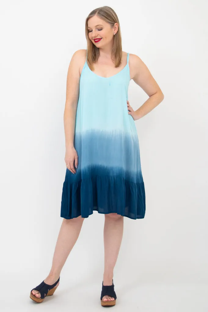 Ettie Dress, Turquoise Dip-Dye