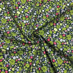 Floral Land on Navy Pima Cotton Lawn Fabric