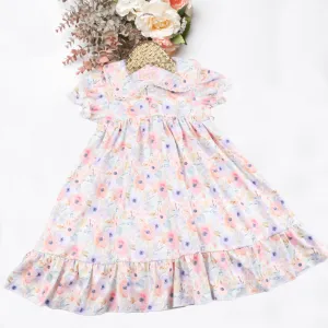 Girls Vintage Night Gowns - Pastel Floral - Short Sleeve