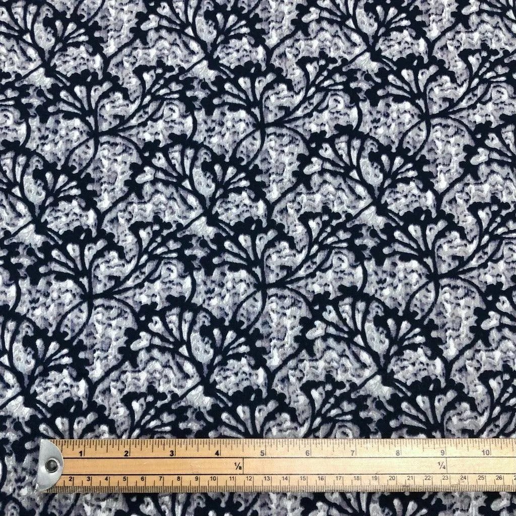 Grey and Navy Design Cotton Lawn Fabric