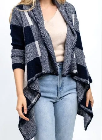 Knitted woven shrugs navy