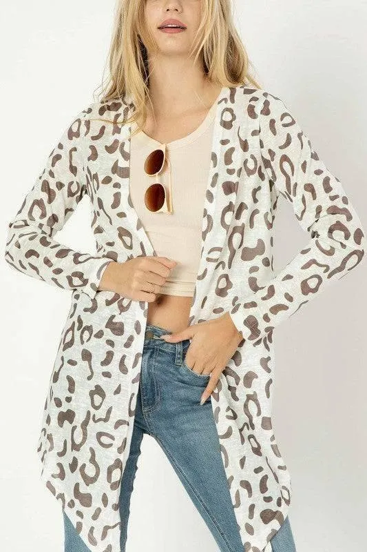 Leopard print open cardigan