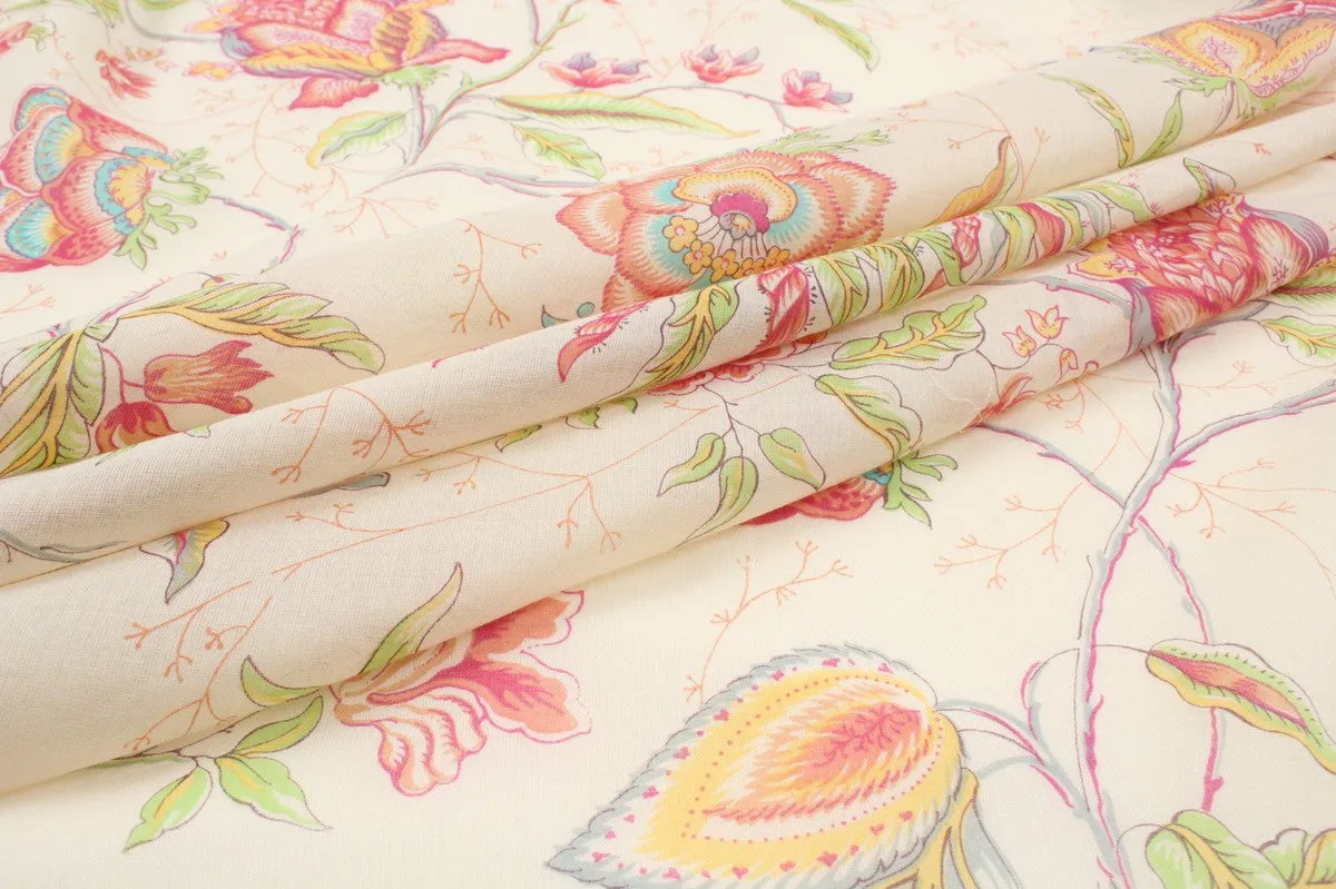 Printed Cotton Voile - Indian Flowers - M.O.Q 30 Mts