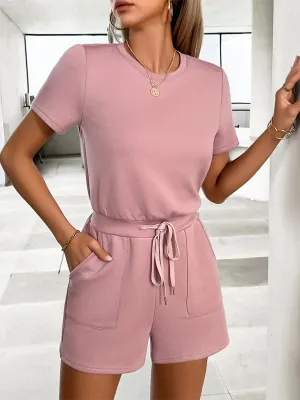 Women's casual solid color short jumpsuit