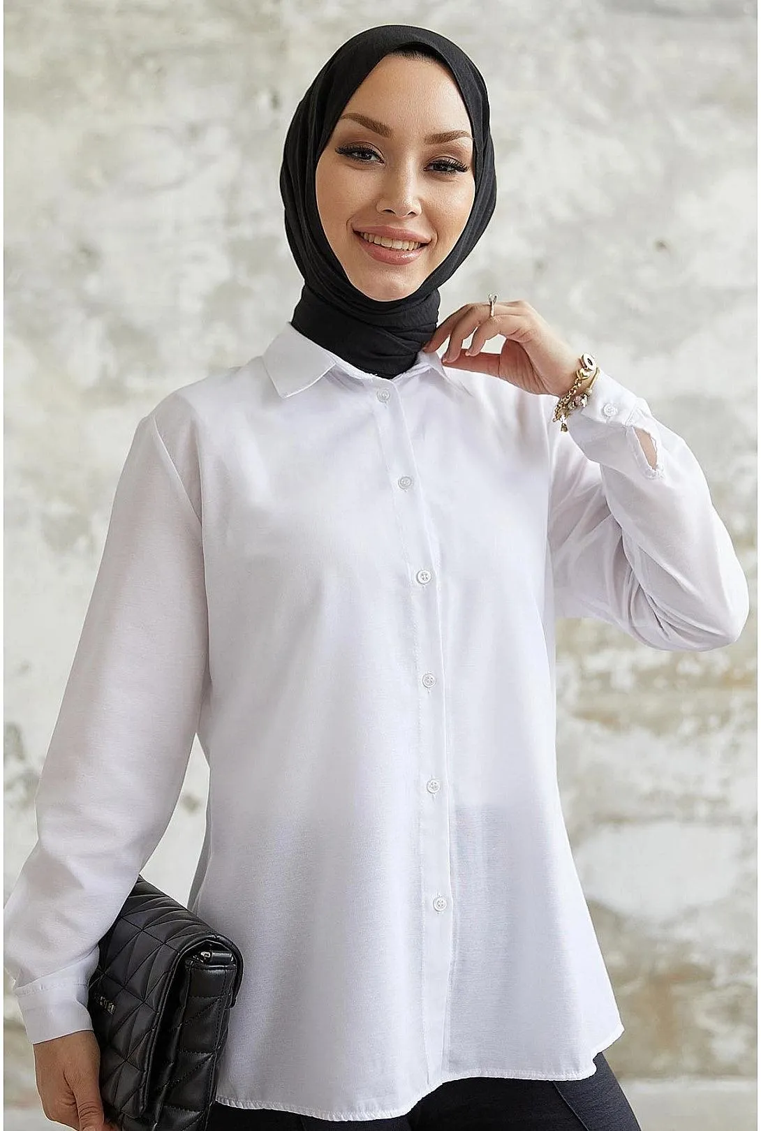 Women's White Solid Long Sleeve Shirt | Classic and Versatile